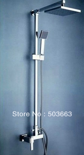Wholesale 8" Rainfall Wall Mounted Handheld SPRAY Spout Shower Head Faucet Shower Set S-664