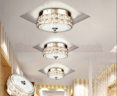 ac85v-265v d20*h10cm cool white modern and stylish gold crystal ceiling chandelier living room lamp fixtures aisle lights ca340