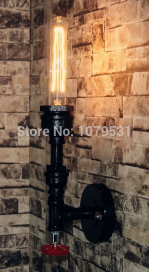 e27 edison loft iron single head bar industrial water pipe wall lamp,rustic iron pipe lamp [water-pipe-lamps-7542]