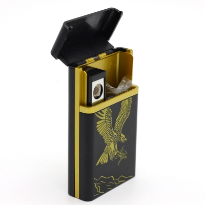 electronic cigarette box with smoking lighter 10pcs cigarettes case with creative men usb charging lighter