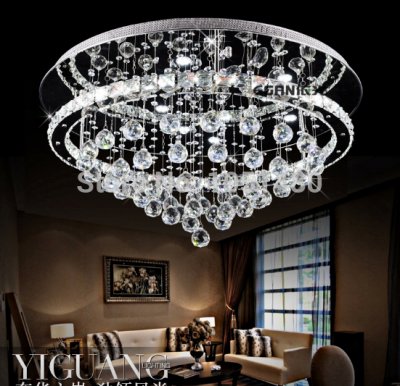new round luxury crystal led chandelier ceiling living room bedroom modern lighting dia600*h250mm