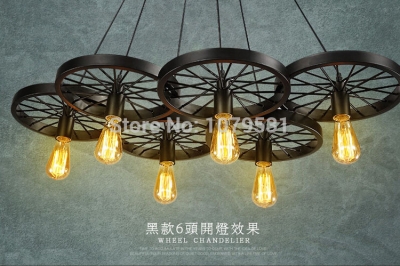 nordic vintage loft pendant light retro wheel droplight american iron industrial hanging lamp for diningroom lamparas colgantes