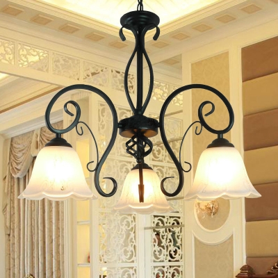 traditional clear glass chandelier, , with iron and frosted painting glass shade, 3 x e27 lights, 40w, 220v