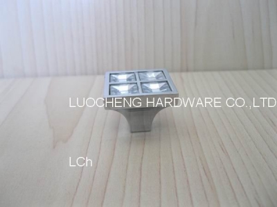 100PCS/ LOT FREE SHIPPING 28MM SQUARE CLEAR KNOB WITH ALUMINIUM ALLOY CHROME METAL PART [Crystal Handles 287|]