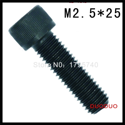 100pc din912 m2.5 x 25 grade 12.9 alloy steel screw black full thread hexagon hex socket head cap screws