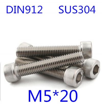 100pcs/lot stainless steel 304 din912 m5*20 hexagon hex socket head cap screw [screw-95]