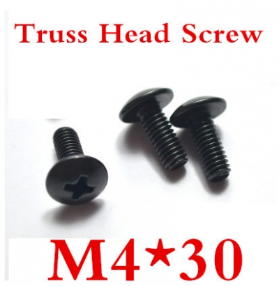 100ps/lot steel with black m4*30 truss head screw [screw-1113]