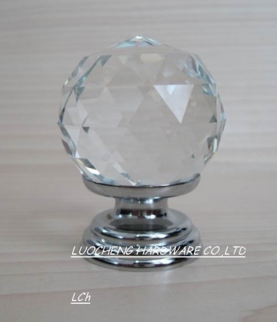12PCS/LOT FREE SHIPPING 40MM CLEAR CUT CRYSTAL CABINET KNOB ON A CHROME BRASS BASE