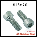 1pc din912 m16 x 70 screw stainless steel a2 hexagon hex socket head cap screws