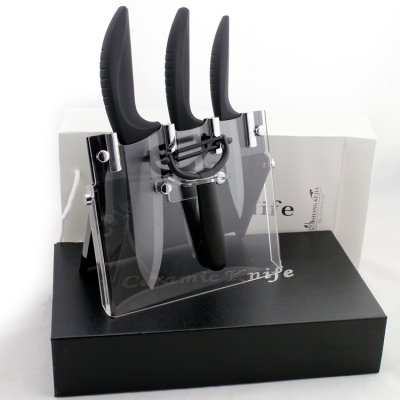 2013 New Ceramic Knife Set!4"/5"/6" Black Blade Ceramic Knife Set +Ceramic Peeler+Holder,CE FDA certified,Free Shipping [Ceramic Knife+Gift Box 117|]