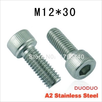 2pc din912 m12 x 30 screw stainless steel a2 hexagon hex socket head cap screws