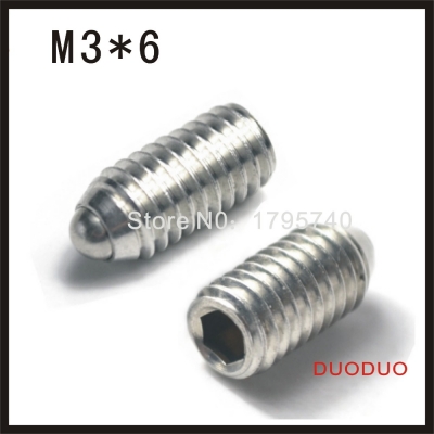 30pcs/lot pieces m3 x 6mm m3*6 304 stainless steel hex socket spring ball plunger set screw [ball-1359]