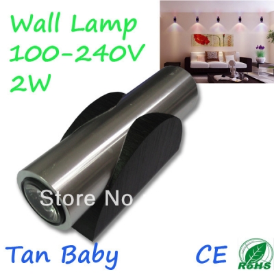 3pcs/lot 2w epistar chip led wall light aluminum wall mounted spot light 100-240v outdoor passage decoration