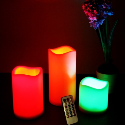 3pcs/set led remote control electronic wax candle light battery operated multicolor changing wedding party decoration tea lights