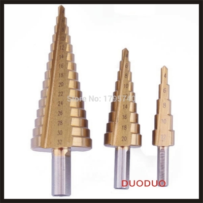 3pcs triangle shank step drill/pagoda drill/ladder drill 4-12/4-20/4-32