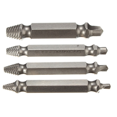 4pcs portable double ccrew from the damaged alloy steel extractor spiral tool for rapidly taking out the screw has been bad