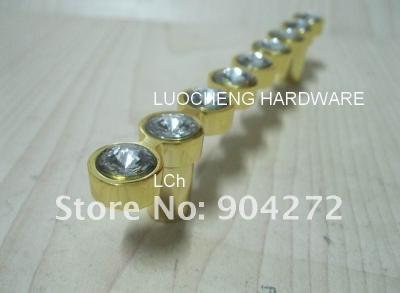 50PCS/ LOT FREE SHIPPING 140 MM CLEAR CRYSTAL HANDLE WITH ALUMINIUM ALLOY GOLD METAL PART