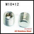 50pcs din913 m10 x 12 a2 stainless steel screw flat point hexagon hex socket set screws