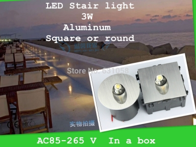 85-265v 3w epistar aluminum led stair light 86 recessed cornor wall light step lamp staircase lighting home el,gift box [led-stair-light-3566]