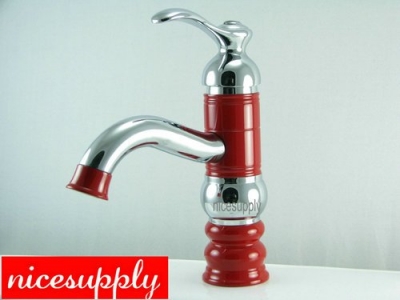 Beautiful Red Free Ship Faucet Chrome Bathroom Kitchen Sink Mixer Tap b426