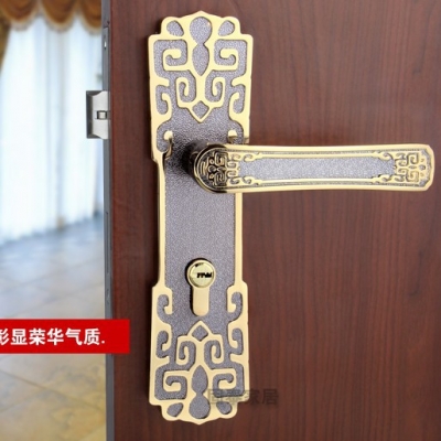 Chinese antique LOCK Titanium black gold Door lock handle door levers out door furniture door handle Free Shipping pb46 [DOOR LOCK-Gold 42|]