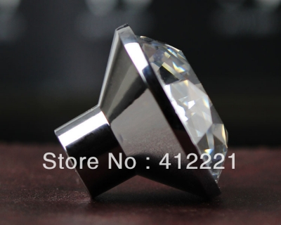 Free Shipping 10pcs Zinc alloy hardware Crystal 40mm Diamond Drawer Door knob Clear White Luxury Diamond with silver painting