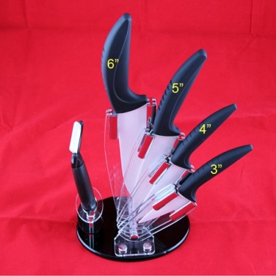 HYTT Brand 3" + 4" + 5" + 6" + Knife Holder + Peeler Chef Kitchen White Blade Ceramic knife with ABS comfortable handle