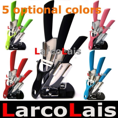 High Quality Larcolais Ceramic Knife Sets 4" 5" 6" inch + Peeler + Holder Free Shipping 6 Colors Can Select