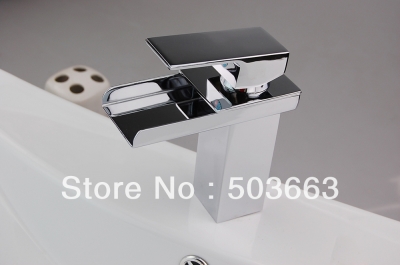 Luxury Chrome Finish Bathroom Waterfall Spout Basin Sink Faucet Vanity Mixer Tap Chrome Finish L-6011