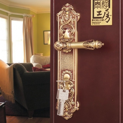 Modeled after an antique LOCK Rose Gold Door lock handle door levers out door furniture door handle Free Shipping pb52