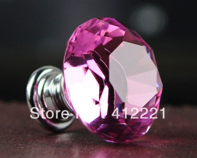 NEW Free shipping 10X30mm Pink Crystal diamond Cabinet Knob Drawer Pull Handle Kitchen Door Wardrobe Hardware