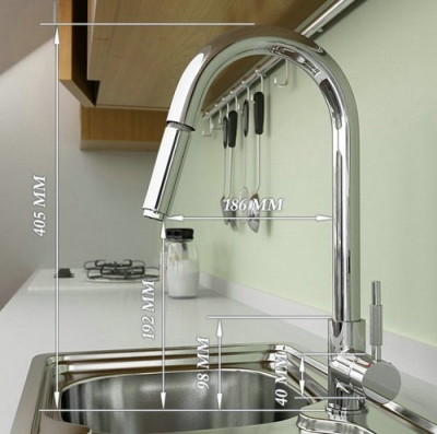 Pull Out Polished Chrome Kitchen Sink Basin Mix Tap Faucet CM0266