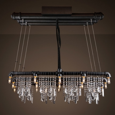 lampadario retro loft crystal pendants for chandeliers vintage tube lamparas de cristal edison bulb light fixture