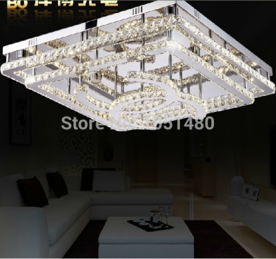 modern design square ceiling led chandelier living lighting crystal lamp l80*w80*h35cm