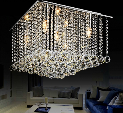 selling modern lustre square crystal chandelier lighting home lamp l500*w500*h400mm
