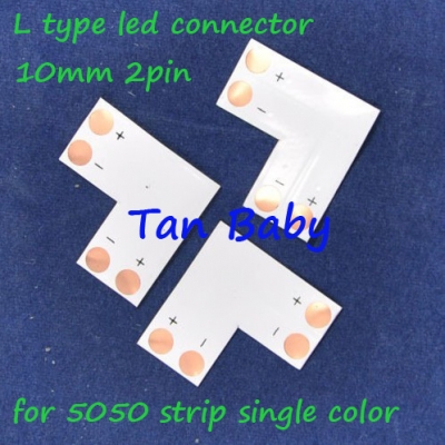 100pcs/lot 10mm 2pin l type connector pcb for 5050 led strip light easy connector [led-strip-connector-3718]