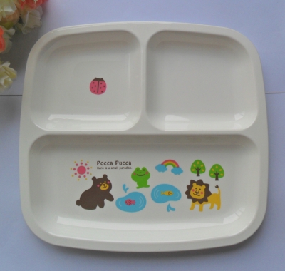 1PCS Cute children with Bowls plastic White NEW safe Three grid dishes(FREE SHIPPING) [Kitchenware 163|]