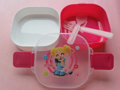1pcs cute children 's lunch boxes microwave double student lunch boxes FREE SHIPPING [Kitchenware 156|]