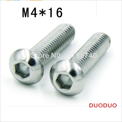 200pcs iso7380 m4 x 16 a2 stainless steel screw hexagon hex socket button head screws