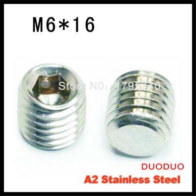 20pcs din913 m6 x 16 a2 stainless steel screw flat point hexagon hex socket set screws