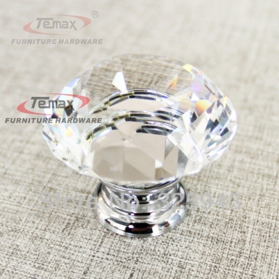 30mm Zinc alloy clear crystal sparkle glass kitchen cabinet knobs and handles dresser cupboard door knob pulls