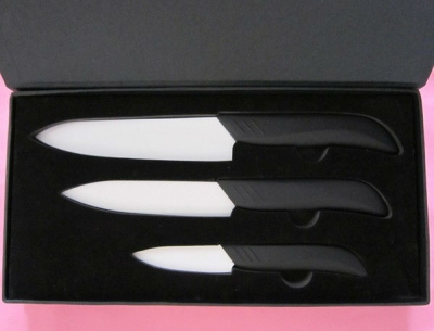 3PCS/SET 3"+5"+6" inch Black Handle High Quality Kitchen Chef Vegetable Fruit Ceramic Knife Knives Set Slicing knives