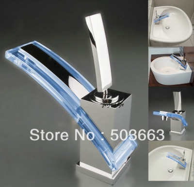 Beautiful Free shipping Bathroom Kitchen New Style Brass Chrome Sink Waterfall Glass Basin Mixer Tap Faucets CM0013