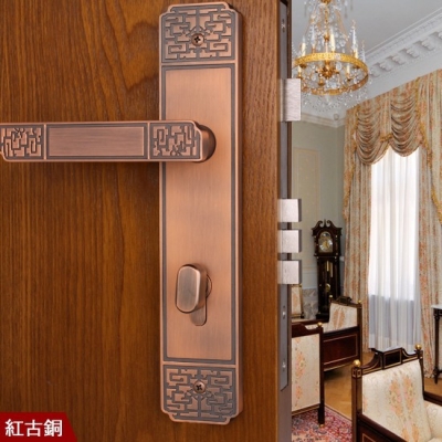 Chinese antique LOCK Red bronze Door lock handle door levers out door furniture door handle Free Shipping(3 pcs/lot) pb23