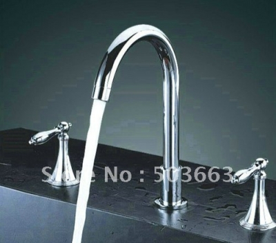 Double Handles Brass Newly Deck Mounted Bathroom&Sink Tap Mixer Faucet CM0500