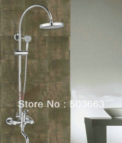 Fashion New style Free Shipping Wall Mounted Rain Shower Faucet Mixer Tap b0026 Brass Bath Chrome Shower Set