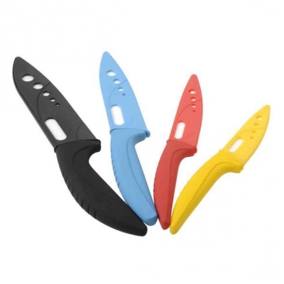 Four Mixed Color 3"yellow+4"red+5"blue+6"black Kitchen Chef Vegetable Fruit Ceramic Knife Knives Set with Blade Guard Protector