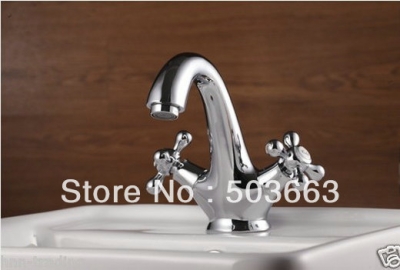 Luxury Surface Chrome Double Handle Bathroom Basin Faucet Sink Mixer Tap Vanity Faucet L-215