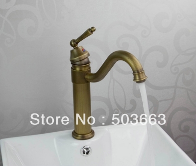 Promotions Deck Mounted Antique Brass Bathroom Basin Sink Faucet Vanity Faucet Swivel Mixer Tap Crane S-165