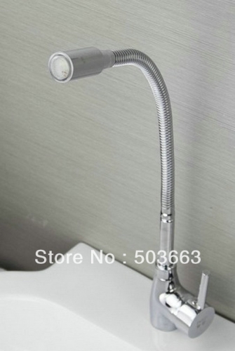 Single Handle LED Kitchen Sink Faucet Pull Out Spray Mixer Tap S-702